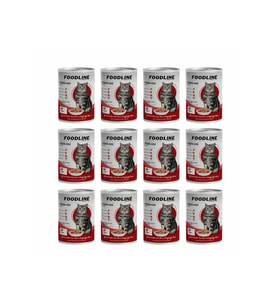 Foodline Biftekli Yetişkin Kedi Konservesi 400 Gr x 12 Adet