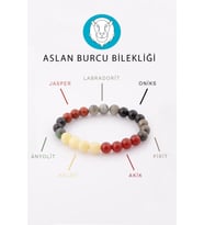 Aslan Burcu Taşlarından Oluşan Doğal Taş Bileklik 8 mm Küre Kesim - Burç Bilekliği