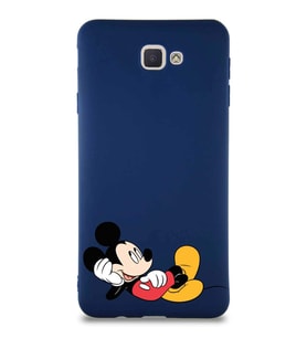 Samsung Galaxy J7 Prime 2 Soft Premier Kapak Mickey Mouse-F Tasarımlı Silikon Kılıf - Lacivert (Şeffaf)