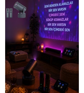 Hoparlörlü Akıllı Projektör Karaoke Mikrofonlu