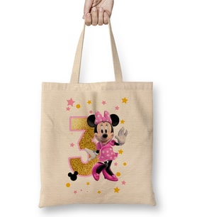Mini Fare Minnie Mouse 3 Üç Yaş Hediyesi Bez Çanta Uzun Saplı