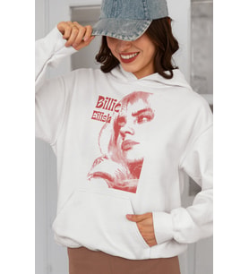 Billie Eilish Baskılı Unisex Oversize Şarkıcı Hoodie