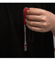 Sıkma Kehribar 925 Ayar Gümüş Tesbih (Bej)