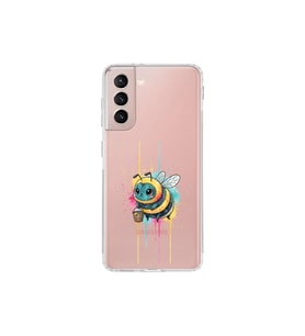 Samsung Galaxy S21 ile uyumlu Splash arı tasarımlı şeffaf silikon kılıf