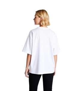 Klasik Araç Kırmızı Hız Çizgileri Baskılı Kadın Oversize Tişört