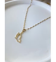 Zirkon Taşlı Kelebek Çelik Kolye Gold