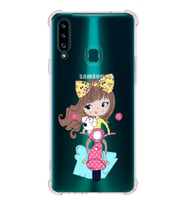 Samsung Galaxy  A20s Uyumlu Köşe Korumalı Antişok Kapak Vespagirl Tasarımlı Şeffaf Silikon Kılıf