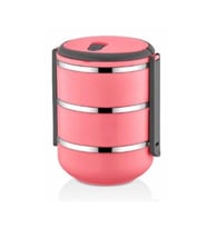 PNG-6002 Paslanmaz Yemek Termosu 3 Katlı Pembe