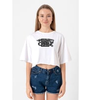 The Wheel Of Time Dragon Minimal Beyaz Kadın Crop Tshirt