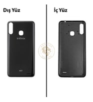 Infinix Hot 7 Siyah Uyumlu Arka Kapak Arka Cam Batarya Pil Kapağı Lazer Kesim Back Cover