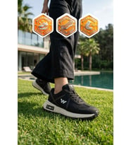 Walkway Siyah Hafızalı Taban Hafif Esnek Unisex Spor Ayakkabı Muveon G