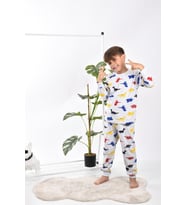 Dinozor Baskılı Uzun Kol Pijama Takım