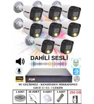 FURY 8 li Sesli Gece Renkli Görüş Güvenlik Kamerası Su Geçirmez Güvenlik Kamerası Seti 250GB