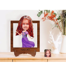 BK Gift Kişiye Özel Prenses Karikatürlü Ahşap Standlı 3D Biblo-3 (Beyaz)