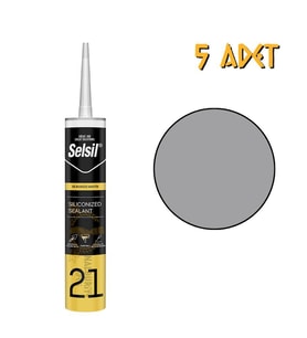 Selsil Silikonize Mastik GRİ 500 gr. - 5 Adet