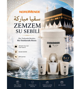 Zemzem Su Sebili 6 Lt Kabe Temalı Zemzemlik Bardaklıklı Hac Umre Hediyelik Sebil