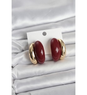 Damla Model Bordo Gold Renk Kadın Küpe - Tj-Bkp11667