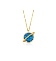 Gümüş Gold Opal Taşlı Gezegen Kadın Kolye CSR2180826