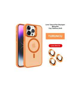 Joko Apple İphone 14 Pro Max Kılıf Flet Lens Magsafe Kapak - Turuncu