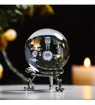 Dekoratif Metal Ayaklı Uzay 3d Cam Küre 6cm (Mavi)