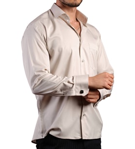 Açık Gri Rahat Kesim Micro Kumaş Kol Düğmeli Regular Fit Erkek Gömlek - 190-9