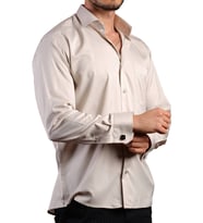 Açık Gri Rahat Kesim Micro Kumaş Kol Düğmeli Regular Fit Erkek Gömlek - 190-9