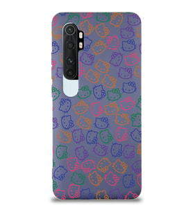 Xiaomi Mi Note 10 Lite Uyumlu Lansman Kılıf Hello Kitty Tasarımlı İçi Kadife Kapak-Petrol Mavisi (Şeffaf)