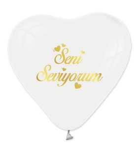 BALON SENİ SEVİYORUM KALP BEYAZ ALTIN PK:100-