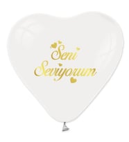 BALON SENİ SEVİYORUM KALP BEYAZ ALTIN PK:100-