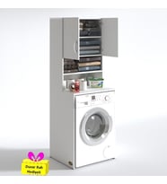 Kenzlife çamaşır makinesi dolabı hayzum byz 180*066*55 banyo kiler çift kapaklı arkalıklı + tekli duvar rafı hediyeli (Karışık)