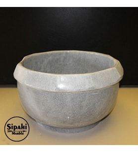 Sipahi Marble Gri Mermer Elmas Kesim Başlıklı Kurna