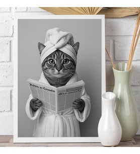Ezgoola Özel Kedi Köpek Tablosu / Spa Pati Serisi Siyah Beyaz Kedi & Köpek Tablosu / Kişiye Özel Poster / Kedi & Köpek Hediye / Portre /  Özel Tablo /  Hediye / Poster