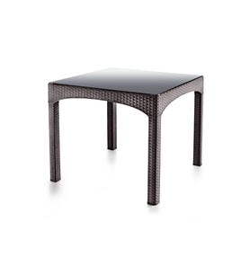 Omnipazar SY-2576 Kahverengi Rattan Kapalı Temperli Camlı Masa Kare 71008