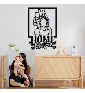 Kişiye Özel Fotoğraf Ciziminden Home Temalı Dekoratif Tablo (1,2 veya 3 Kişilik Fotoğraf)
