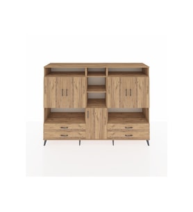 Hyperion Dolap 12 Raflı 4 Çekmeceli 5 Kapaklı 220x44x163 Çam-Çam