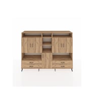 Hyperion Dolap 12 Raflı 4 Çekmeceli 5 Kapaklı 220x44x163 Çam-Çam