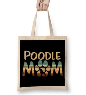Poodle Mom Cute Funny Retro Dog Mom Bez Çanta Uzun Saplı
