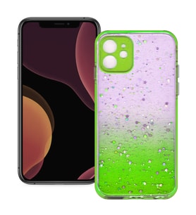Apple iPhone 12 Mini Uyumlu Simli Şeffaf Sert Slikon Kılıf (Yeşil)