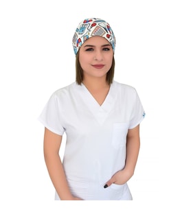 Beyaz İlk Yardım Desenli Doktor Hemşire Hastane Medikal Bone