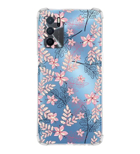 PrintiFy Oppo A16 Uyumlu Köşe Korumalı Floral Kırmızı Tasarımlı Şeffaf Silikon Kılıf