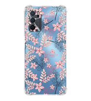 PrintiFy Oppo A16 Uyumlu Köşe Korumalı Floral Kırmızı Tasarımlı Şeffaf Silikon Kılıf