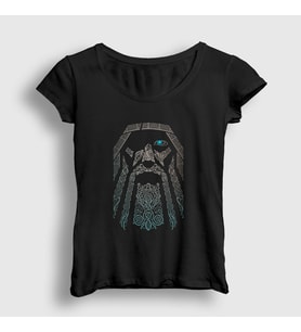 Presmono Kadın Siyah Odin Vikings T-Shirt 222092tt