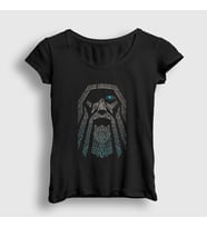 Presmono Kadın Siyah Odin Vikings T-Shirt 222092tt