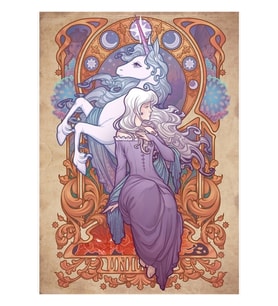 Lady Amalthea - Son Tek Boynuzlu At Tablo Ahşap Poster Dekoratif