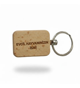 Kişiye Özel Mini Dikgörtgen Ahşap Anahtarlık – Evcil Hayvan İsmi Yazılı Lazer Gravür Anahtarlık – Patili Dostlara Özel Hediye