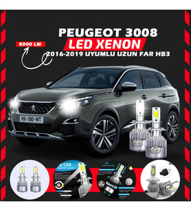 Peugeot 3008 2016-2019 Uzun Far Uyumlu Şimşek Etkili Led Xenon Performance Series HB3