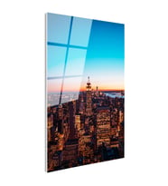 Tamperli Gerçek Cam Tablo New York Empire State Gece Manzarası Şehir Mimari Tablo Duvar Dekoru