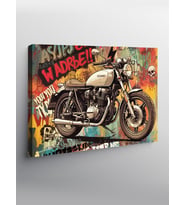 Kanvas Tablo Grafitili Motosiklet Tasarımı