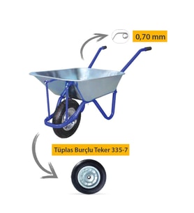 Kanat Adalı Galvanizli Demonte El Arabası Tüplas Burçlu Teker 0.70 mm Sac
