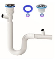 Çift Çamaşır ve Bulaşık  Makinesi için Körüklü Lavabo Sifonu(Çift Girişli)